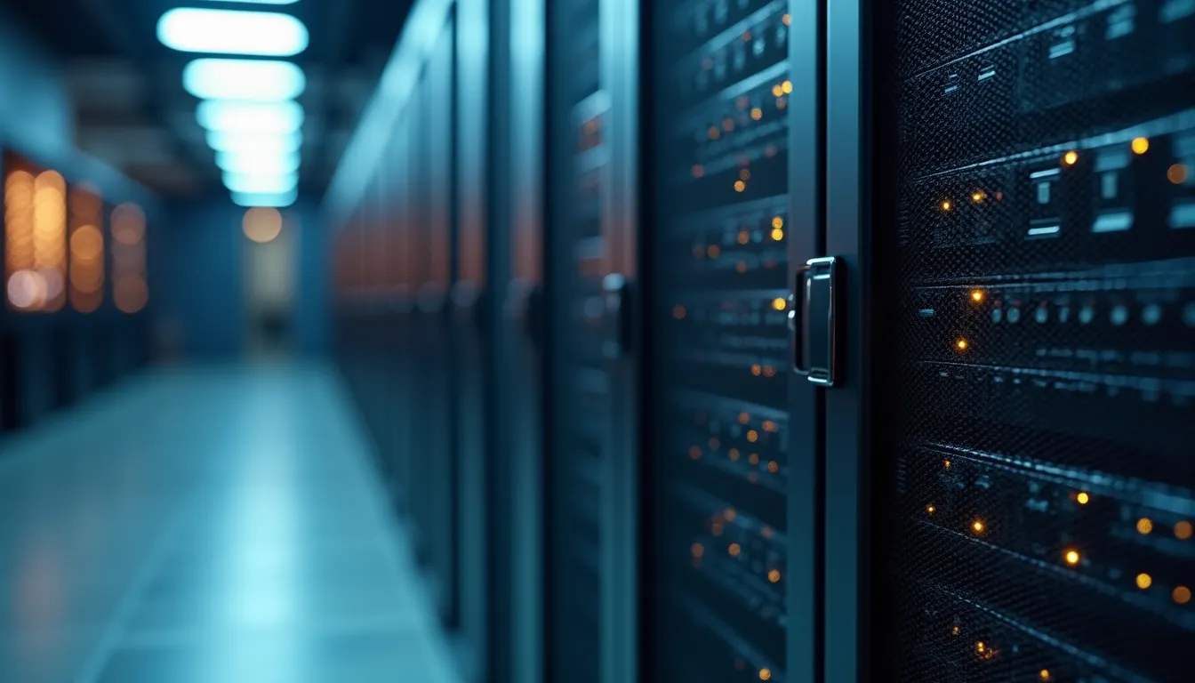 Close-up view of AI hardware components in a server room