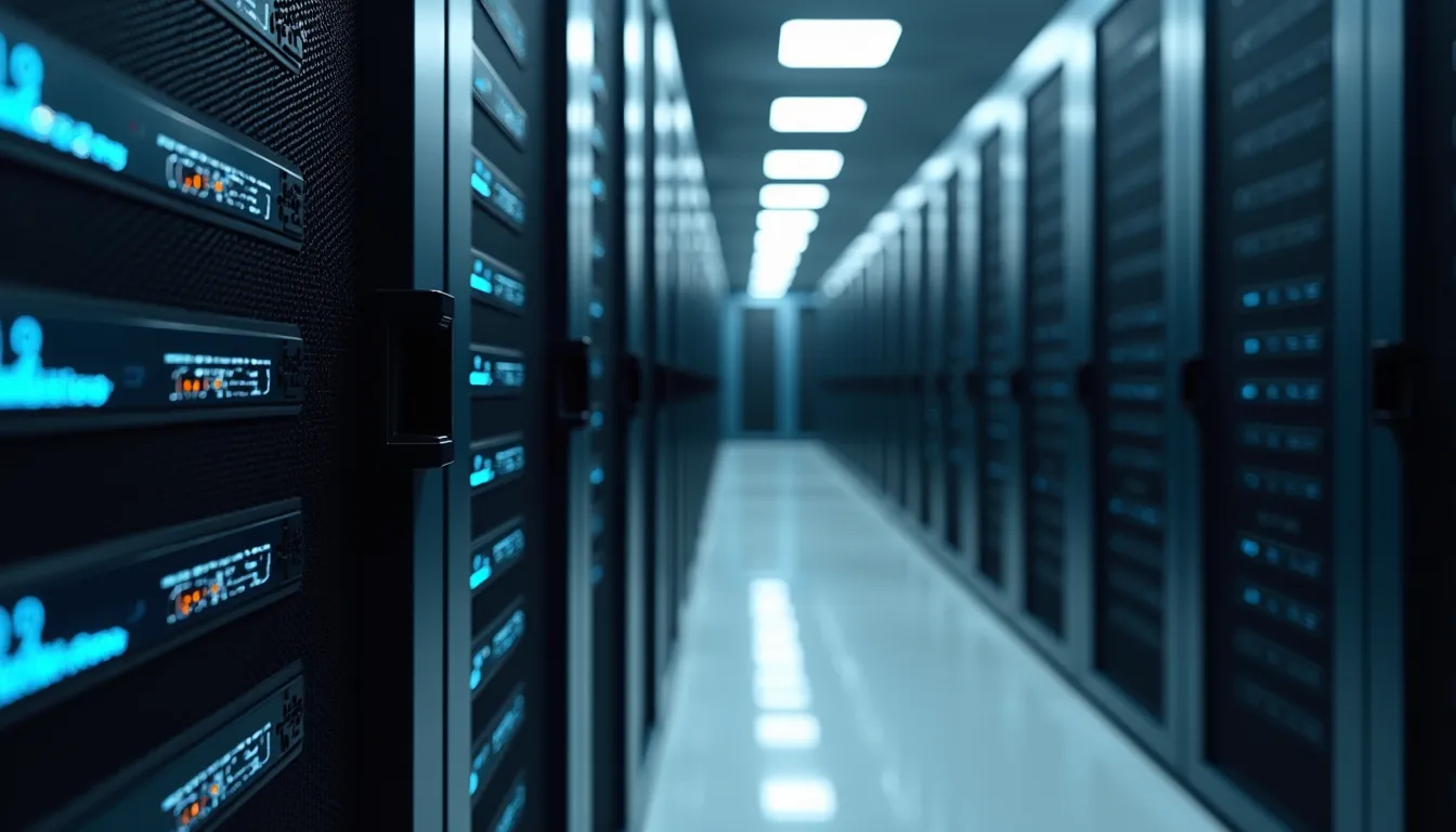 Close-up view of AI server racks in a secure data center in Singapore